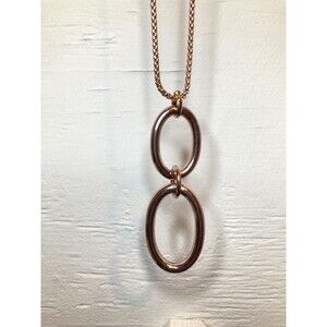 WHITE HOUSE/BLACK MARKET Rose Gold Chain Link Pendant Necklace w/ Box Chain ~30"